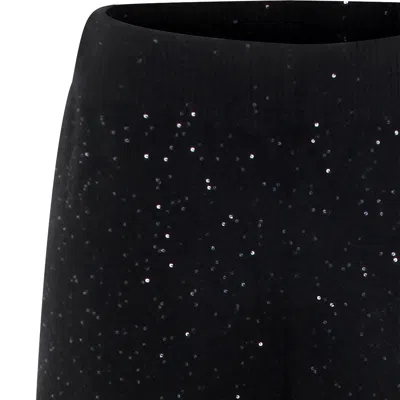Fabiana Filippi Full Length Trousers With Elastic Waistband And Sequins In Black