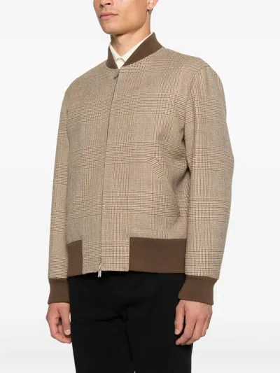 Lardini Virgin-wool Bomber Jacket In Brown