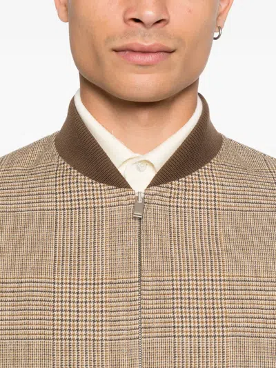 Lardini Virgin-wool Bomber Jacket In Brown