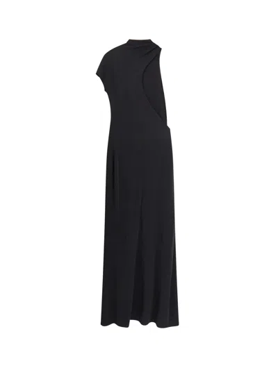 Tom Ford Long Draped One Shoulder Maxi Dress In Black