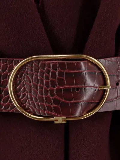 Elisabetta Franchi Double Wool Cape Capes Bordeaux In Burgundy