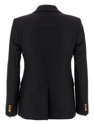Tagliatore Double-breasted Wool Jacket With Peak Lapels In Black