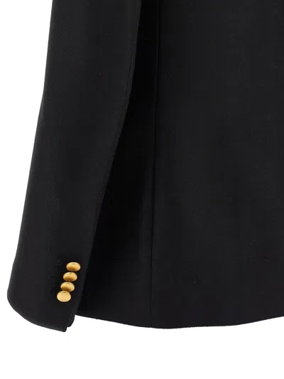 Tagliatore Double-breasted Wool Jacket With Peak Lapels In Black