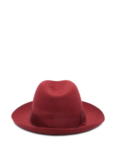 Borsalino Ribbon-detail Felt Hat In Red