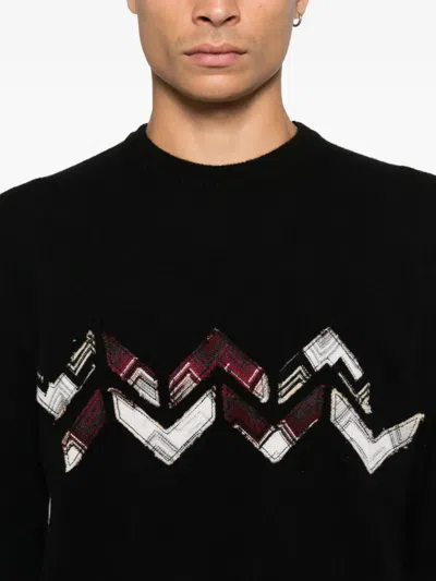 Missoni Wool Sweater With Zigzag Detail And Long Sleeves In Black