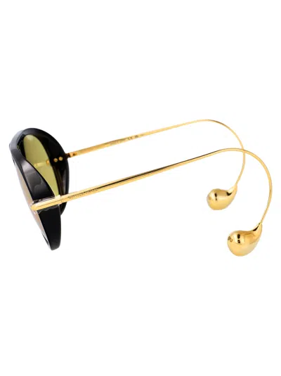 Bottega Veneta 'aviator' Black And Yellow Sunglasses With Metal Temples With Drop Detail In Recycled In Yellow