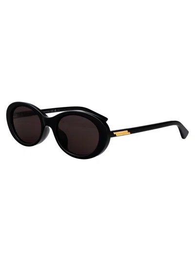 Bottega Veneta Black-black-grey Recycled Acetate Sunglasses In Brown