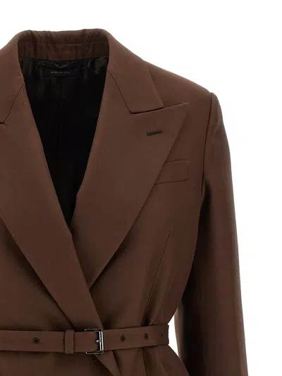 Brioni Prisca Double-breasted Blazer In Brown