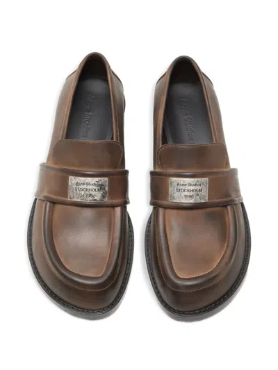 Acne Studios Vintage Leather Loafers In Brown