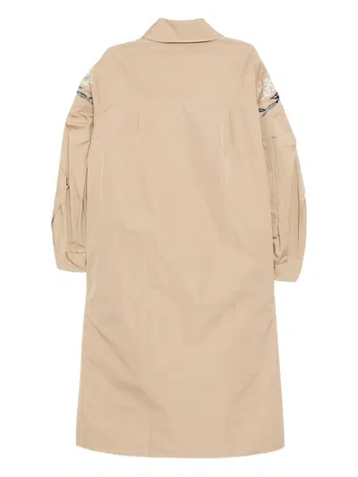 Biyan Floral-embroidered Coat In Neutral