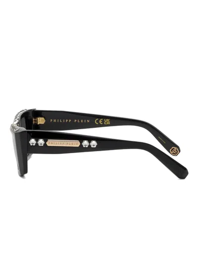 Philipp Plein Eyewear Eckige Sonnenbrille Mit Kristallen In Black