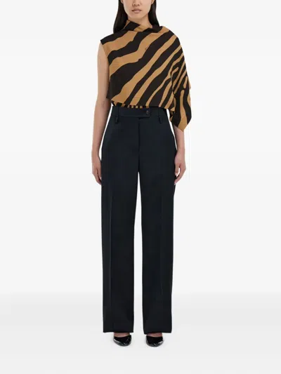 Ferragamo Animal-print Asymmetric Top In Brown
