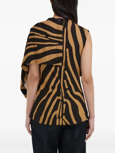 Ferragamo Animal-print Asymmetric Top In Brown
