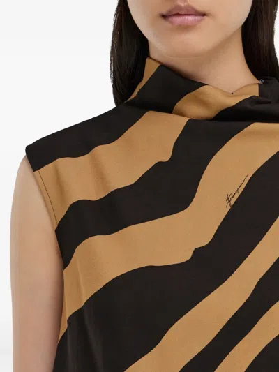 Ferragamo Animal-print Asymmetric Top In Brown