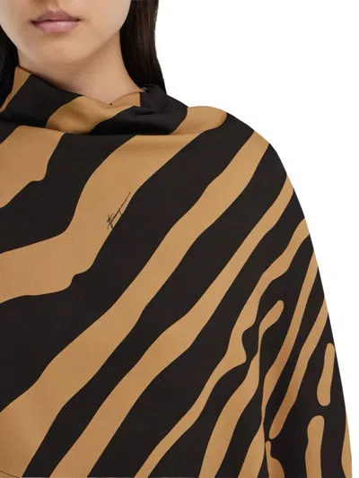 Ferragamo Animal-print Asymmetric Top In Brown