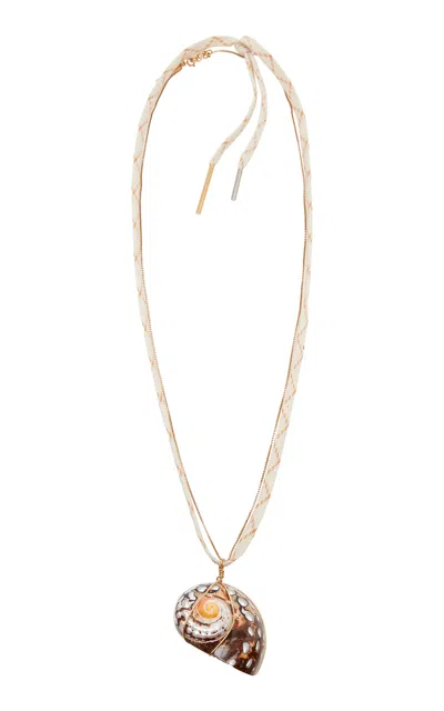 Dries Van Noten Shell Pendant Necklace In Gold