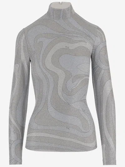Pucci Long-sleeved Sweater In Gray