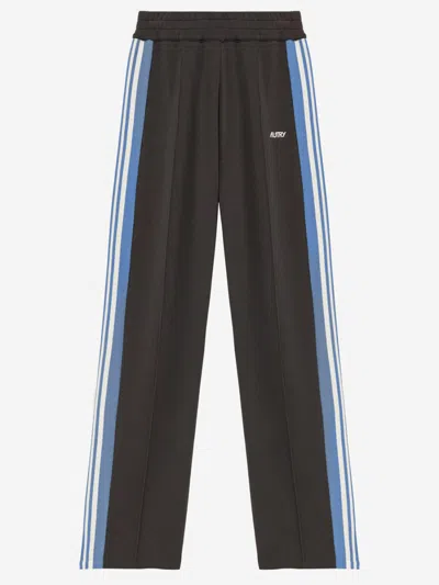 Autry Viscose Blend Trousers With Logo In Black
