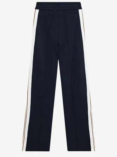 Autry Viscose Blend Trousers With Logo In Blue