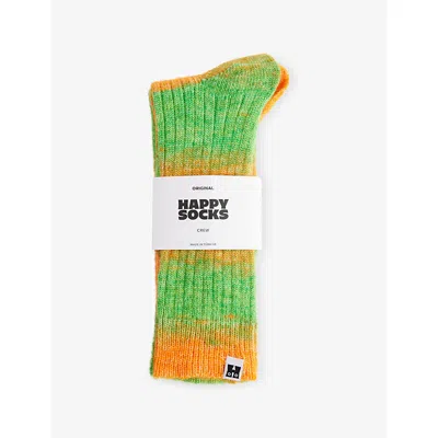 Happy Socks Mens Gradient Crew-length Knitted Socks Green In Green