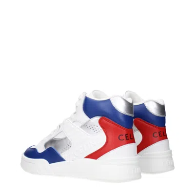 Celine White Leather Athletic Sneakers In Multi