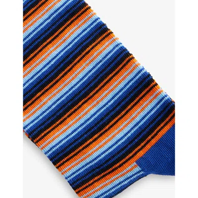 Happy Socks Mens Stripes Cotton-blend Crew Socks Blue In Blue