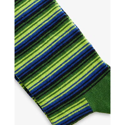 Happy Socks Mens Striped Cotton-blend Crew Socks Dark Green In Green