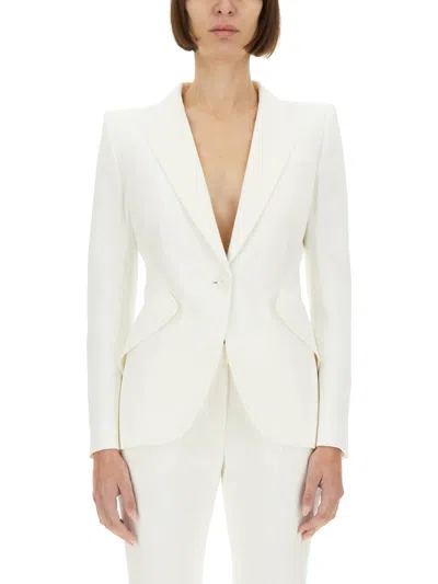 Alexander Mcqueen Mcqueen Women Single-breasted Blazer In Neutral