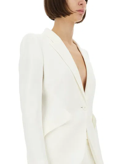 Alexander Mcqueen Mcqueen Women Single-breasted Blazer In Neutral