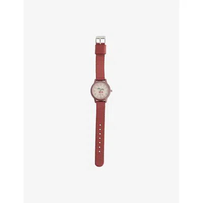 Konges Slojd Ids' Cherry Metal And Nylon Watch In Red