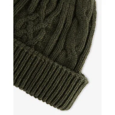 John Smedley Mens Emery Cashmere Knit Beanie Hat Wood Green In Green