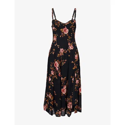 Reformation Womens Katara Floral-print Woven Midi Dress Ballad In Black