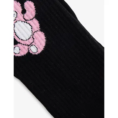 Happy Socks Mens Teddy Bear Crew-length Cotton-blend Socks Black In Black