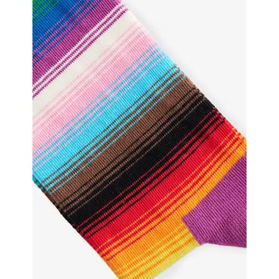 Happy Socks Mens Rainbow Cotton-blend Crew Socks Yellow In Multi