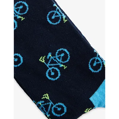 Happy Socks Mens Motorbike Cotton-blend Crew Socks Navy In Blue