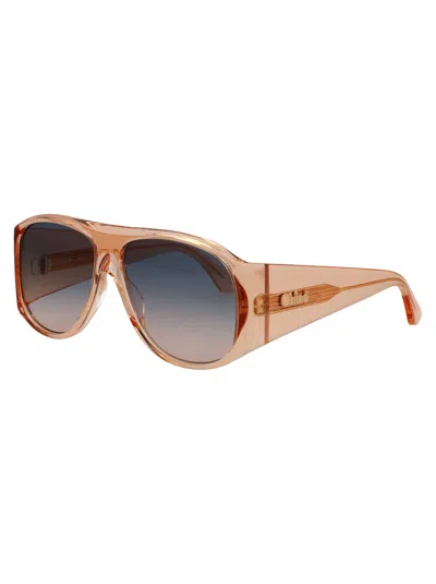 Chloé Orange-orange-grey Recycled Acetate Sunglasses In Brown