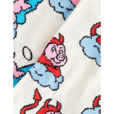 Happy Socks Mens Good Bad Pig Cotton-blend Socks Pack Of Two White In White