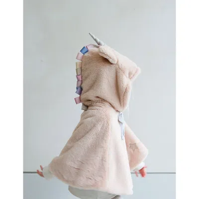 Mimi & Lula Kids' Unicorn Faux-fur Cape Beige In Brown