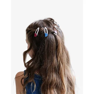 Mimi & Lula Jazzy Heart Set Of Five Hair Clips Bright Multi In Neutral