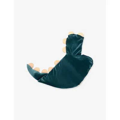 Mimi & Lula Kids' Friendly Dino Velvet Cape Green In Blue