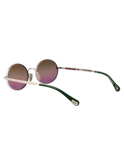 Chloé Silver-silver-green Metal Sunglasses In Multi