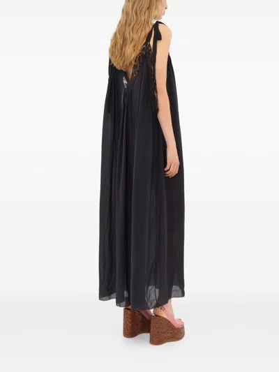 Chloé Lace-trimmed Organic Silk Charmeuse Maxi Dress In Black