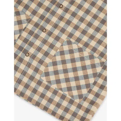 Organic Zoo Shoreline Gingham Cotton Shirt 6 Months-5 Years Blue/brown In Animal Print