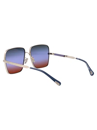 Chloé Silver-silver-green Metal Sunglasses In Multi