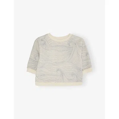 Organic Zoo Seascape Patterned Cotton Sweatshirt 3 Months-5 Years Natural/blu In Multi