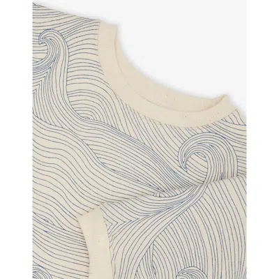 Organic Zoo Seascape Patterned Cotton Sweatshirt 3 Months-5 Years Natural/blu In Multi