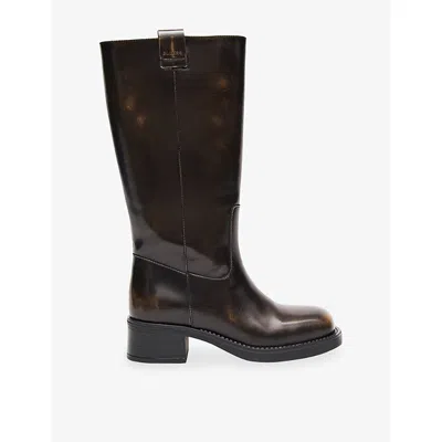 Alohas Woman Boot Chocolate Brown Size 10 Leather In Multi