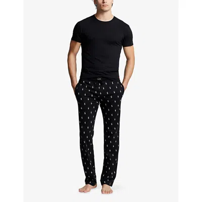 Polo Ralph Lauren Mens Logo-print Cotton-jersey Pyjama Bottoms Polo Black Aopp In Black