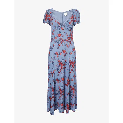 Reformation Womens Afton Floral-print Woven Midi Dress Martine In Blue