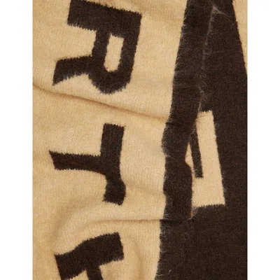 4th & Reckless Womens Keeley Brand-print Knitted Scarf Beige In Neutral